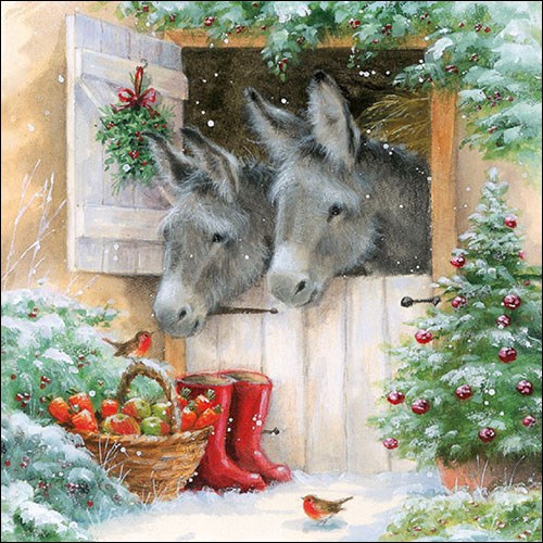 Serviette Santa's Donkeys