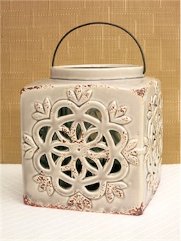 Laterne Keramik, taupe